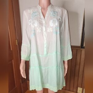 Bognar Blu White Green Ombre Dress Swim Cover M